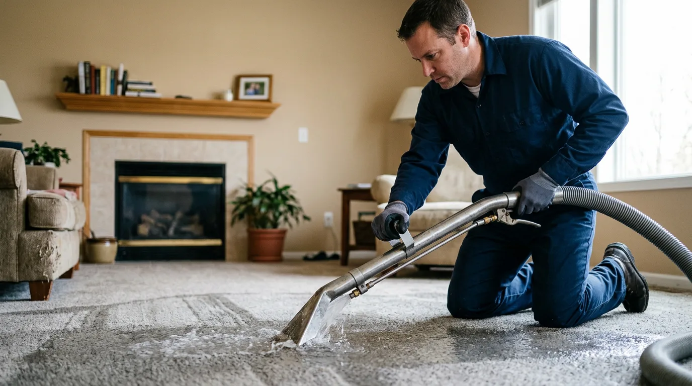Water damage restoration technician working near Lucas, OH